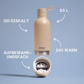 dropz Bottle beige - 0.5L with storage compartment